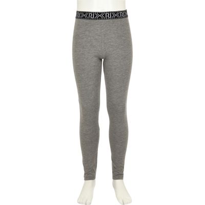 Girls grey branded leggings